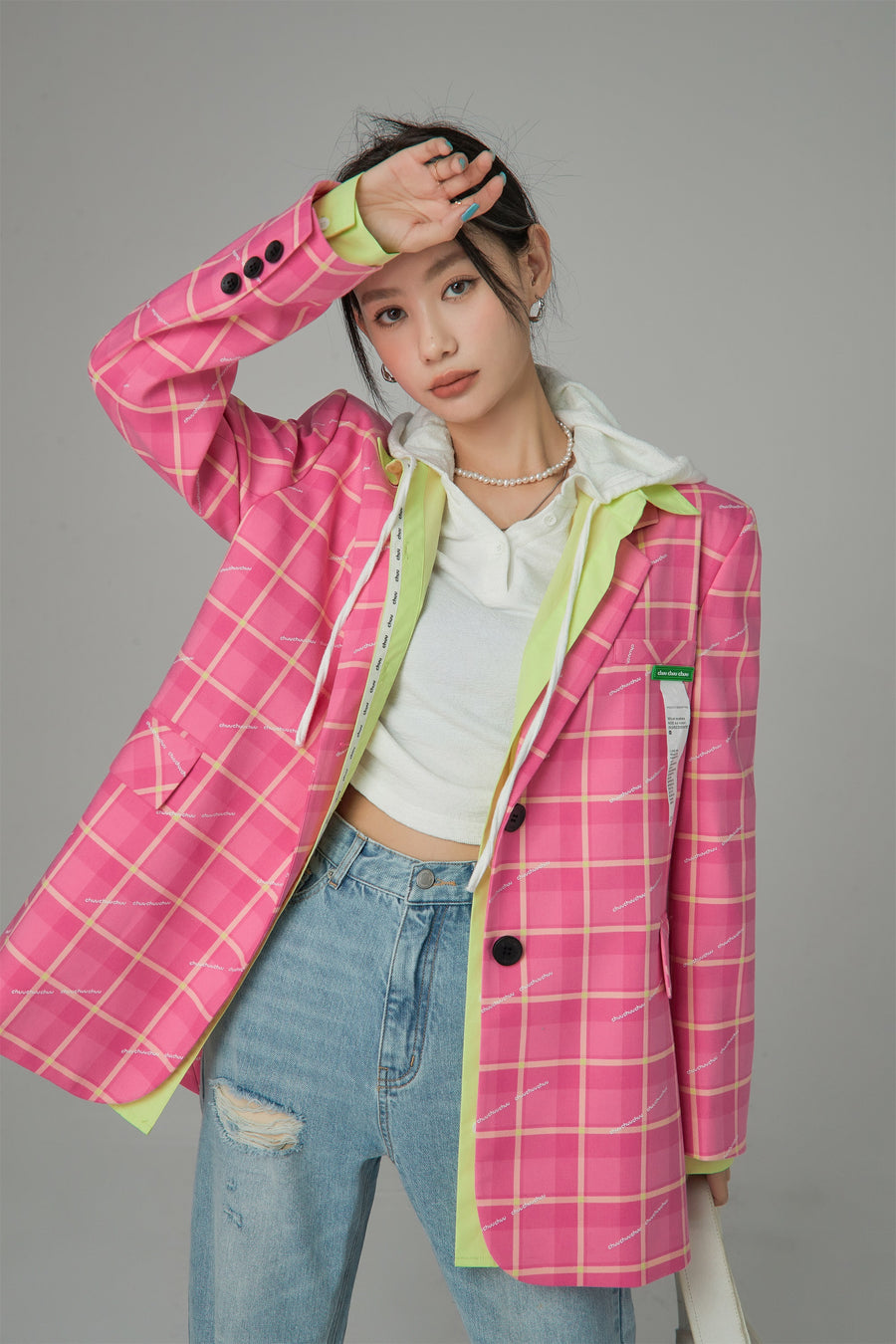 CHUU Making My Decisions Checkered Jacket