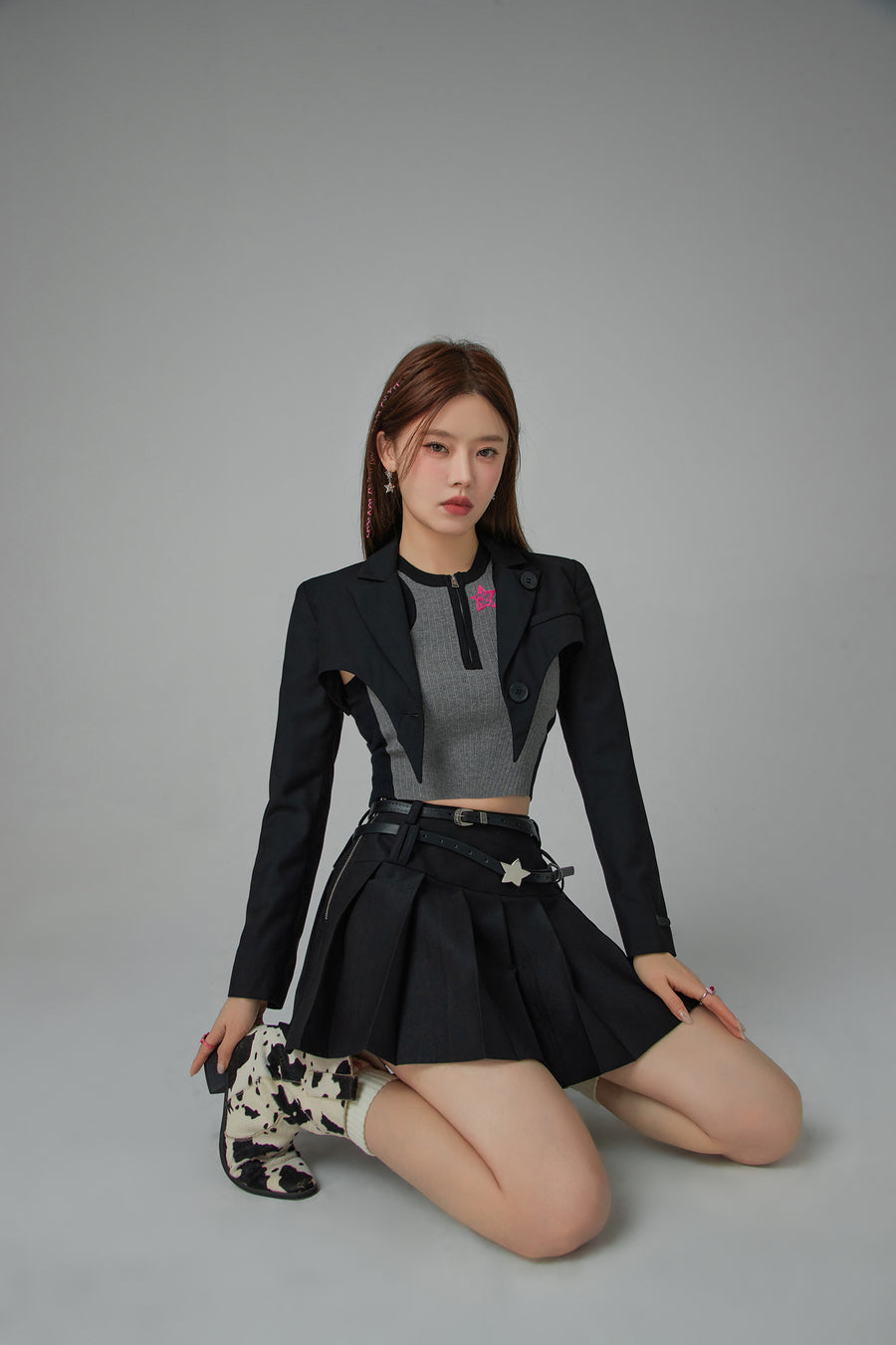 CHUU One Button Cropped Jacket