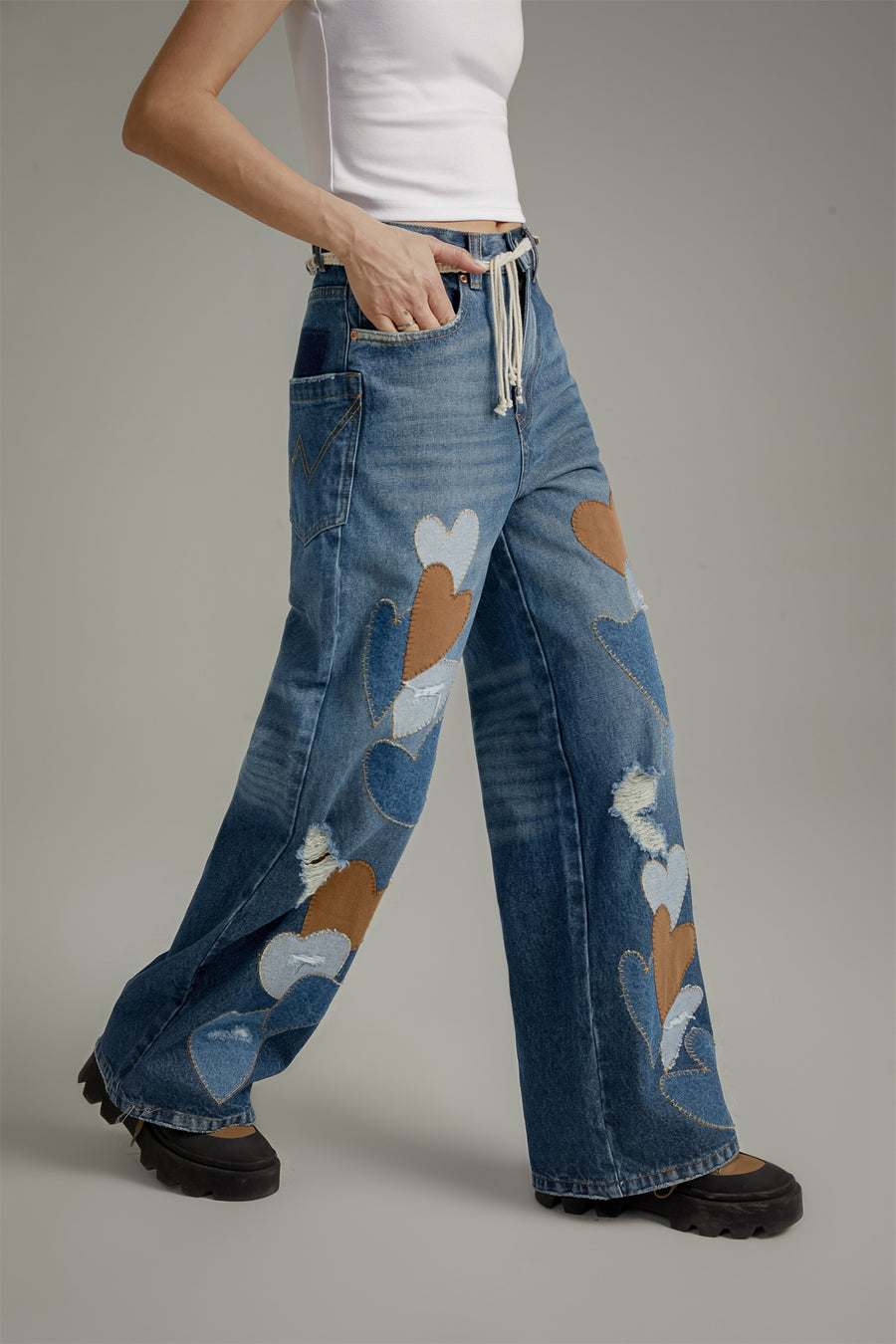 CHUU Heart Wide Denim Jeans