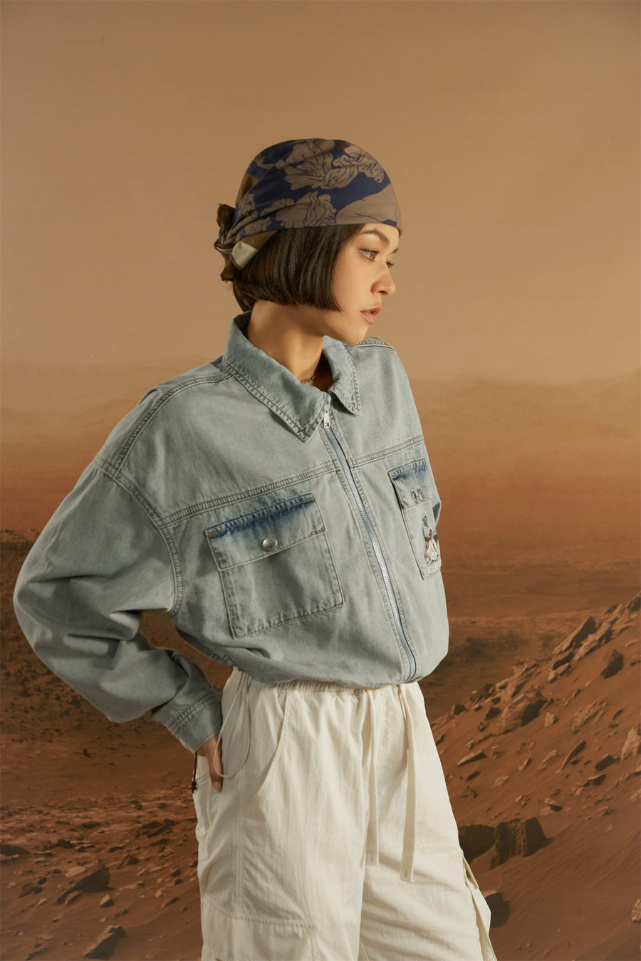 CHUU Two-Way Zip-Up Denim Jacket