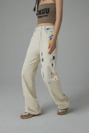 Colorful Paint Straight Fit Denim Jeans