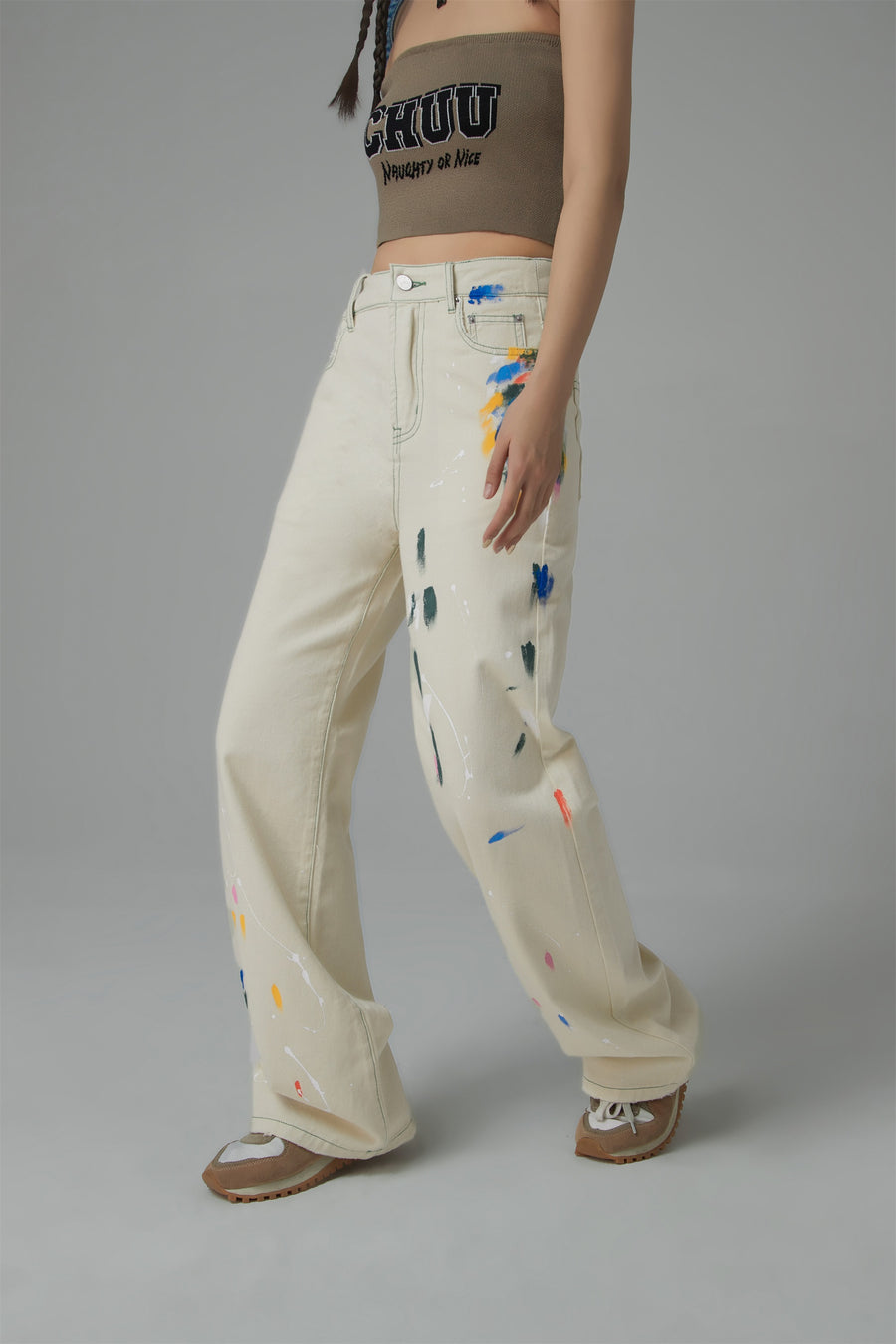 CHUU Colorful Paint Straight Fit Denim Jeans