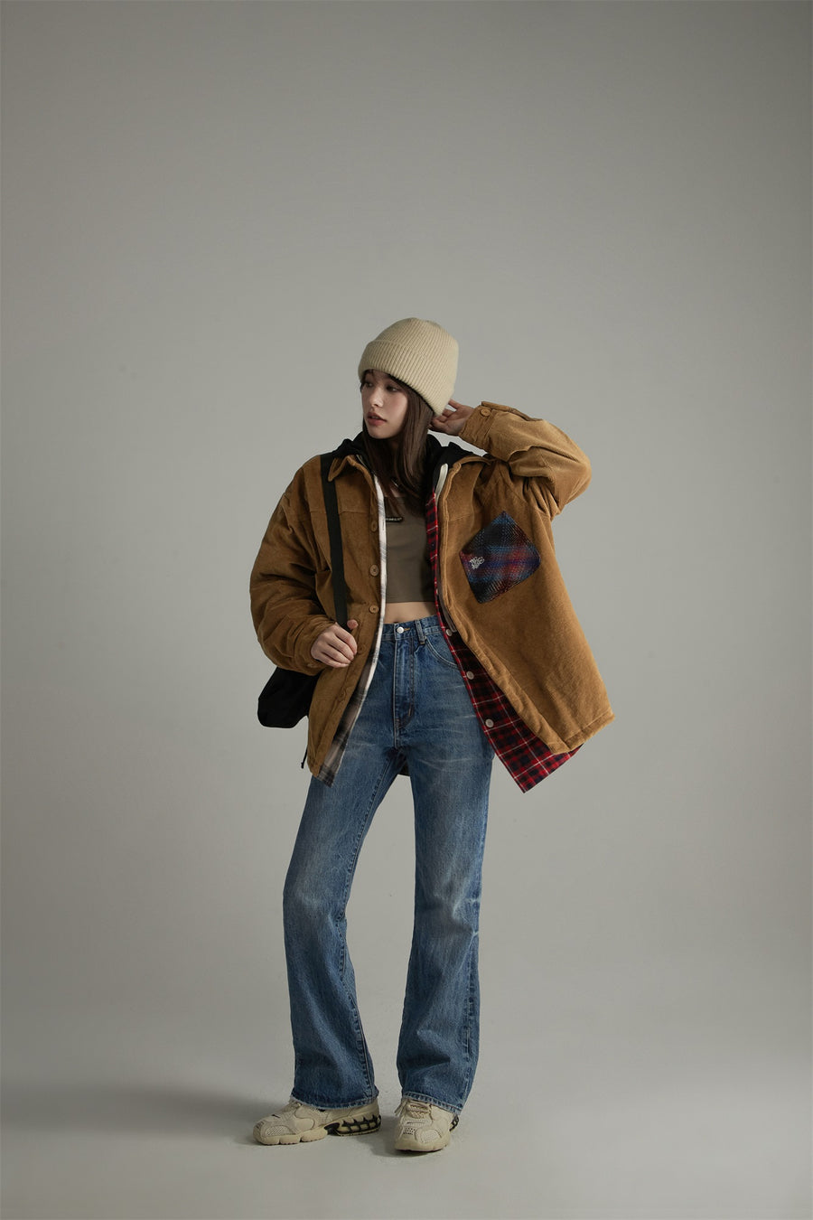 CHUU High-Waisted Washed Straight Jeans