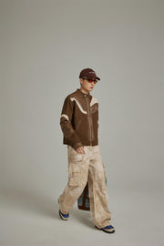 Faux Leather And Suede Blouson Jacket