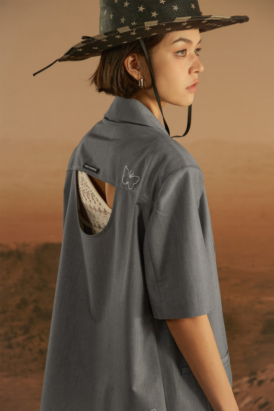 CHUU Back Embroidered Butterfly Jacket