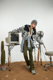 Sporty Hoodie Fleece Crop Jacket