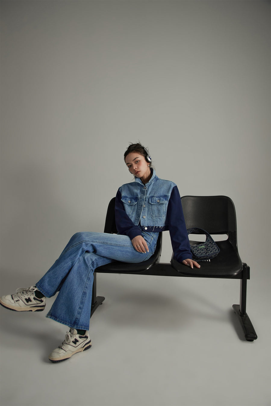 CHUU Double Belted Slit Bootcut Denim Jeans