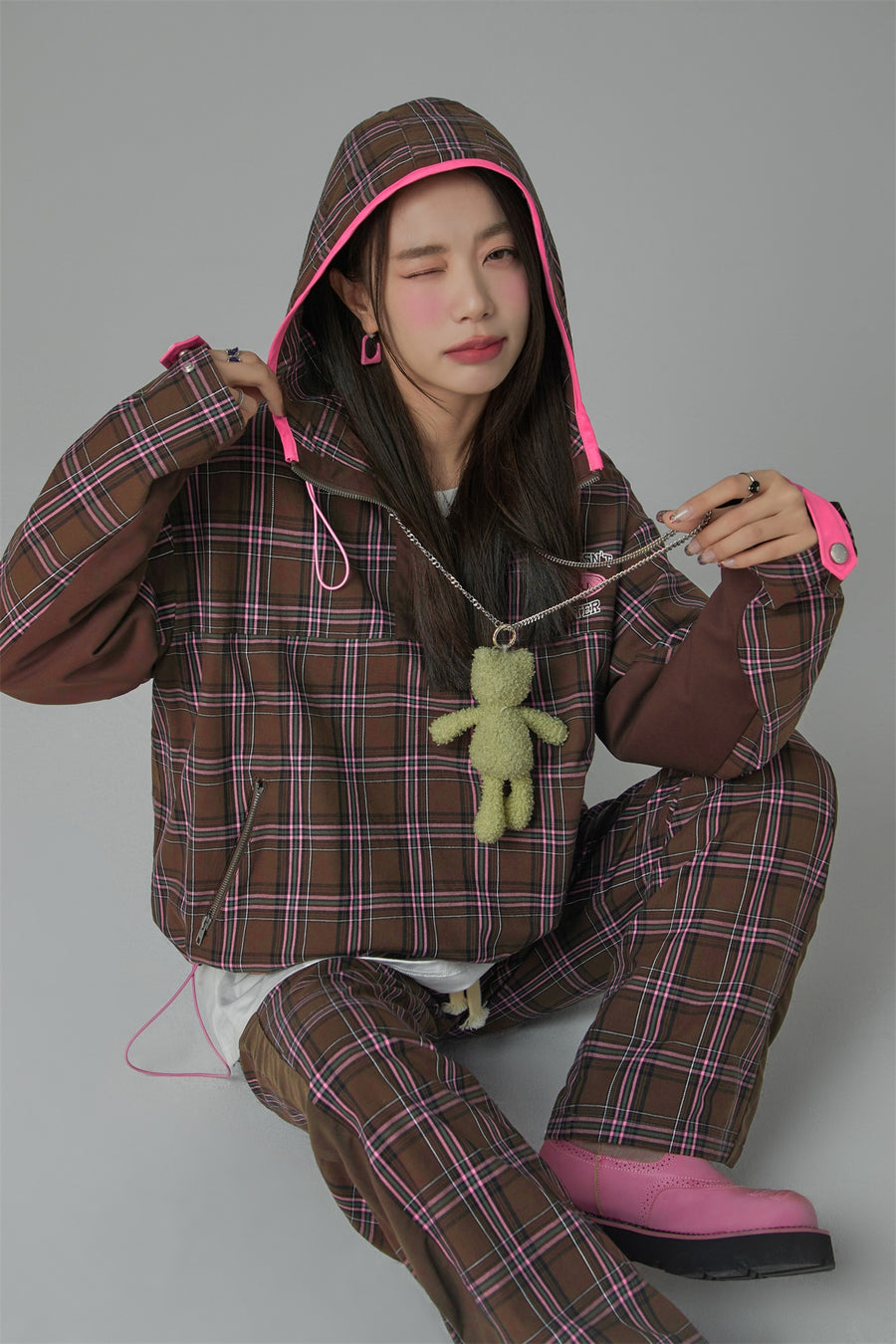 CHUU Half-Zip Check Jacket
