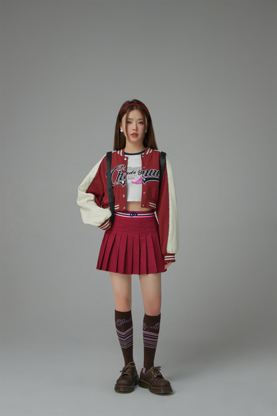 CHUU Joining Forces Crop Baseball Jacket