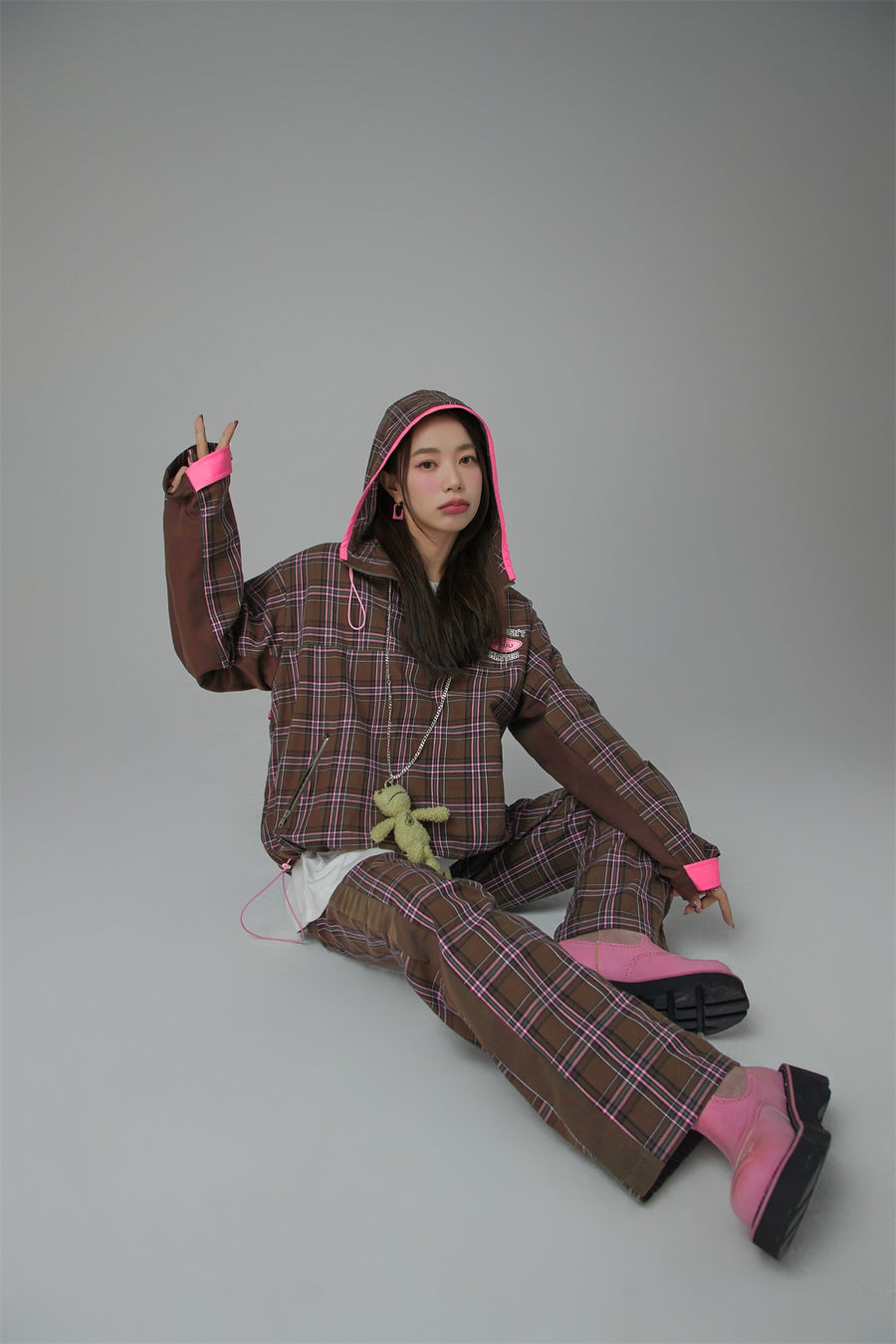 CHUU Half-Zip Check Jacket