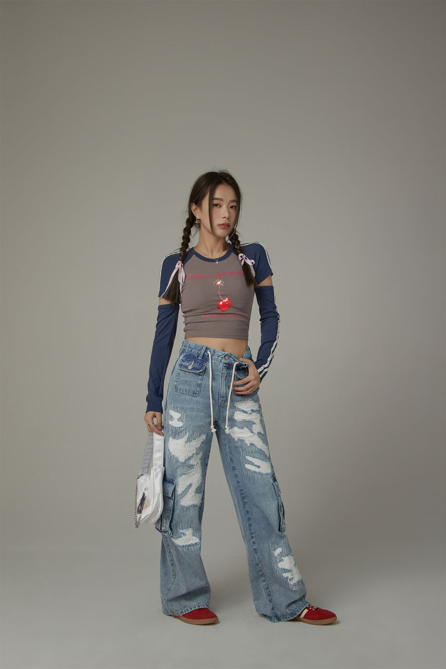 CHUU String Pocket Wide Denim Jeans