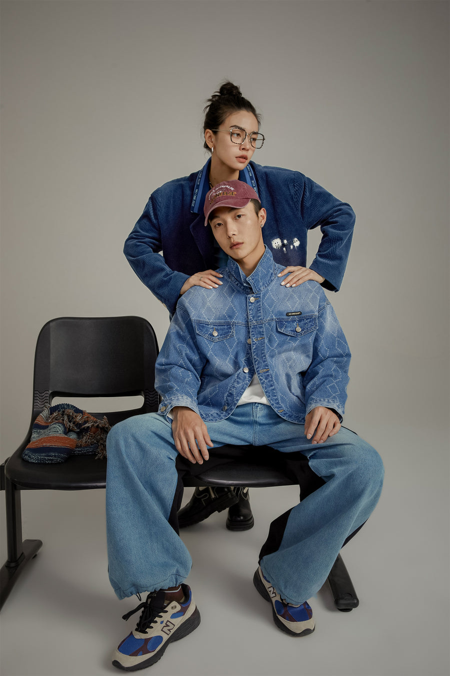 CHUU Argyle Denim Jacket