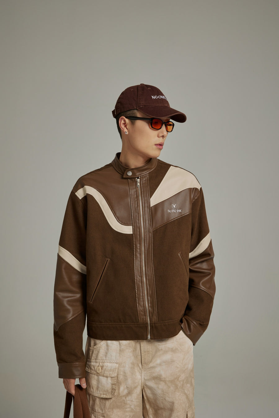 CHUU Faux Leather And Suede Blouson Jacket