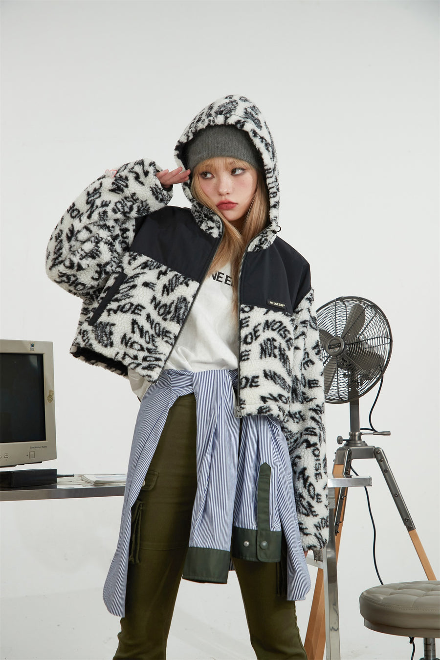 CHUU Sporty Hoodie Fleece Crop Jacket