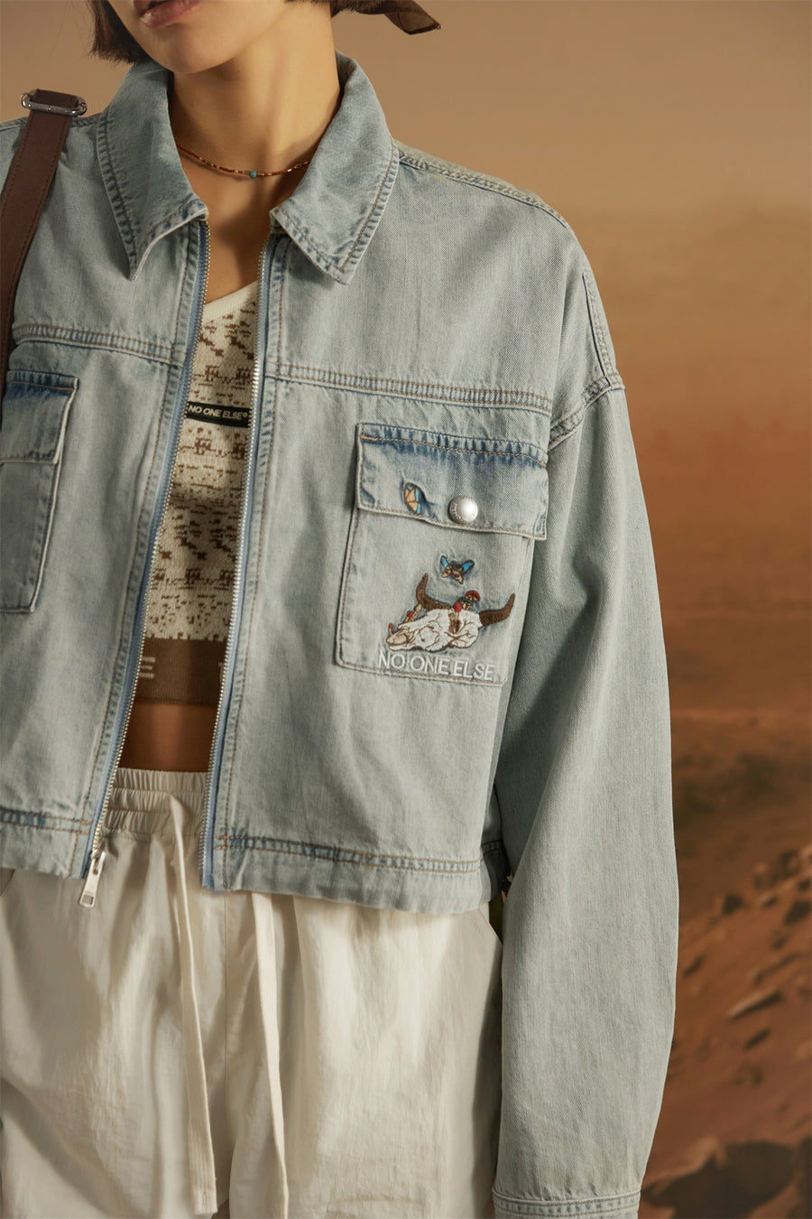 CHUU Two-Way Zip-Up Denim Jacket