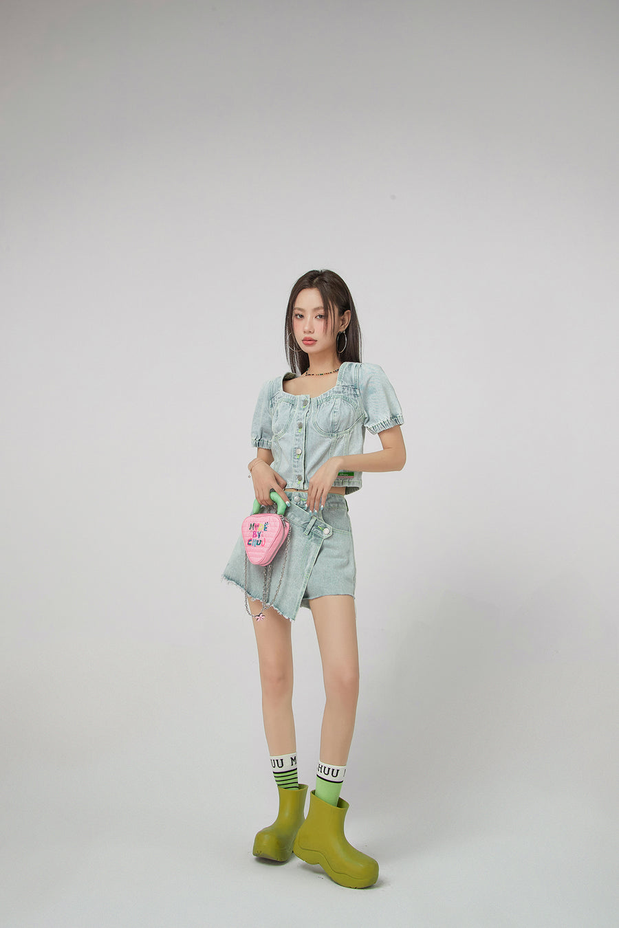 CHUU Puff Sleeve Denim Jacket