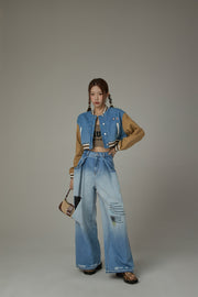 Distressed Wide Denim Jeans