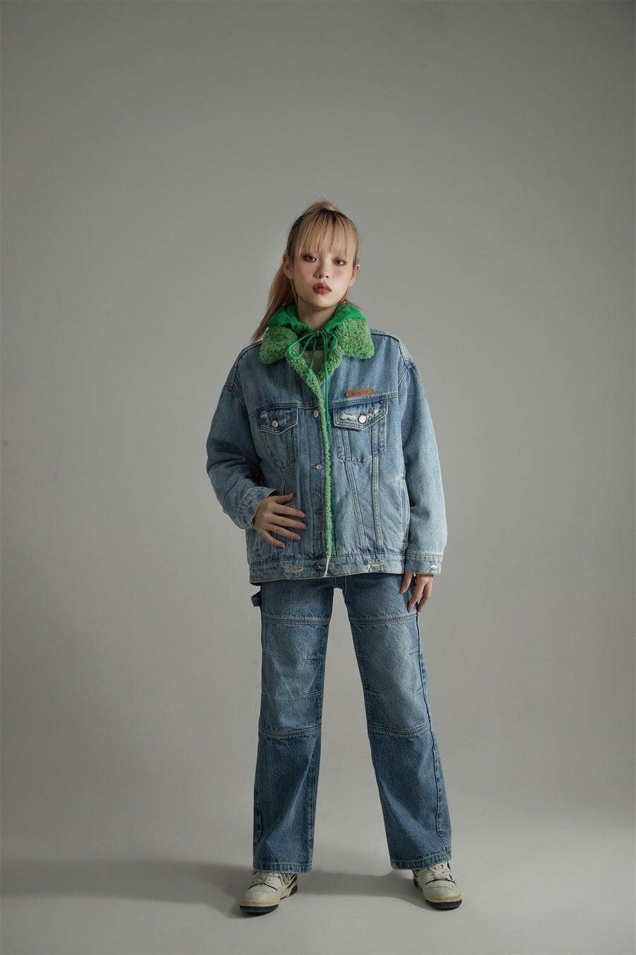 CHUU Inner Fleece Denim Jacket