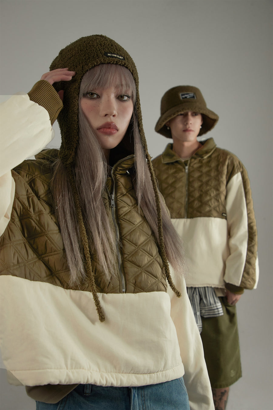 CHUU Quilt Padded Half Zip-Up Anorak