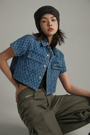 Argyle Embroidered Denim Jacket