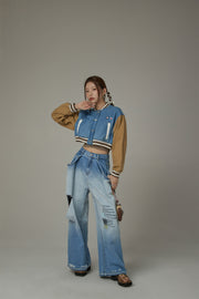 Distressed Wide Denim Jeans