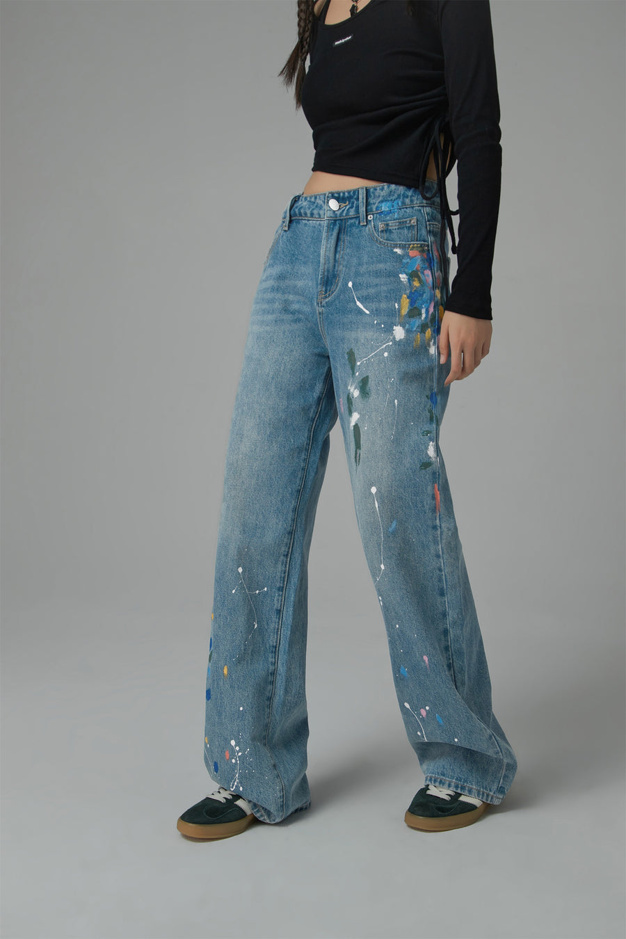 CHUU Colorful Paint Straight Fit Denim Jeans