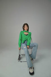 Ripped High-Wait Bootcut Jeans