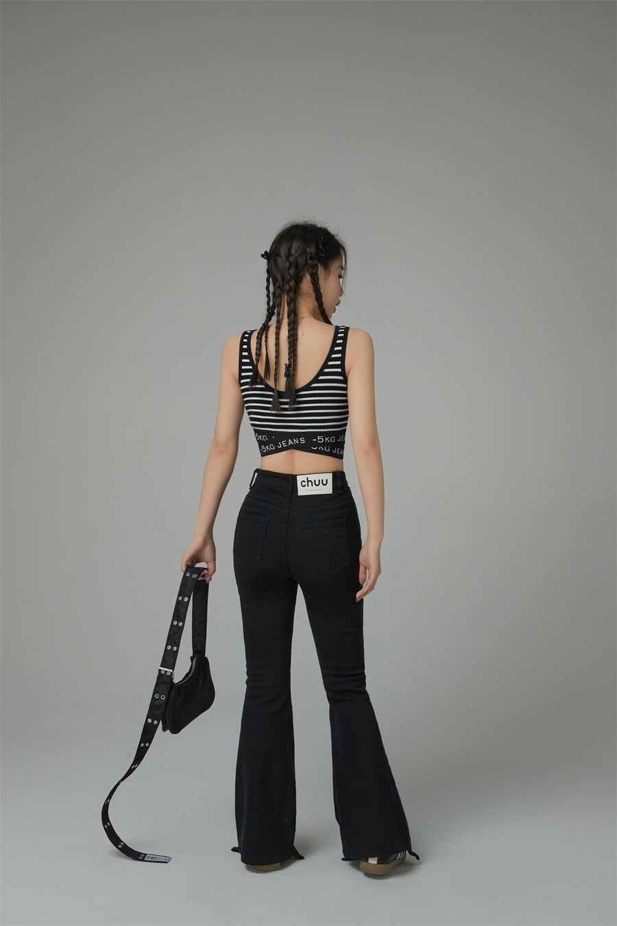CHUU '-5kg Jeans Striped Sleeveless Crop Top