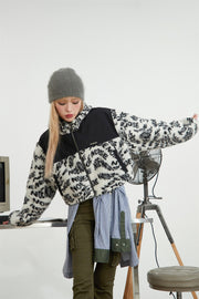 Sporty Hoodie Fleece Crop Jacket