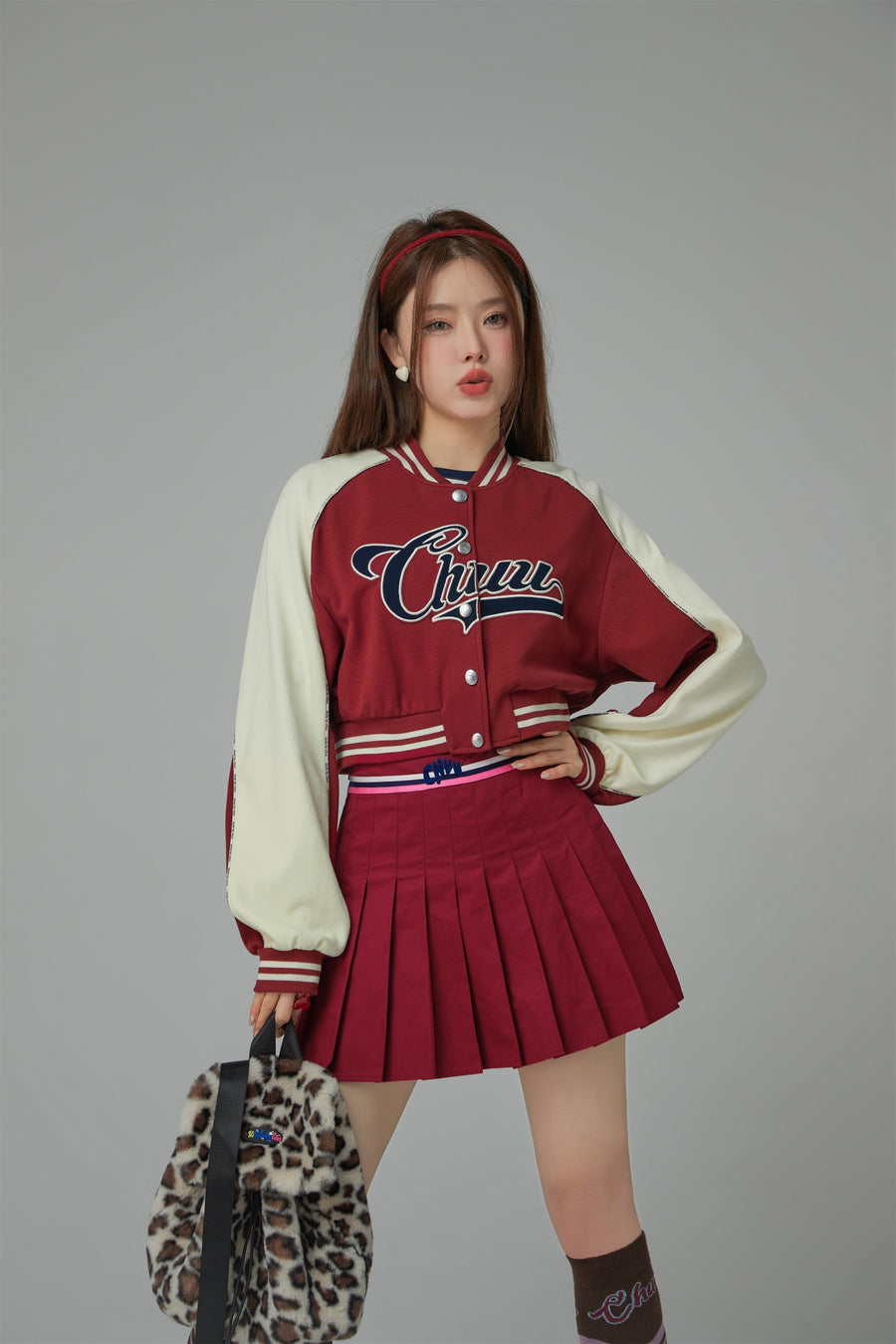 CHUU Joining Forces Crop Baseball Jacket