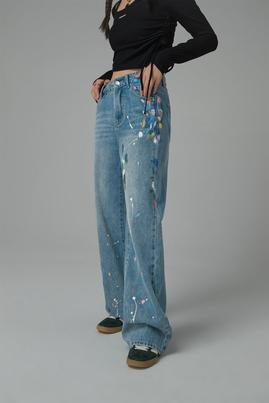 CHUU Colorful Paint Straight Fit Denim Jeans