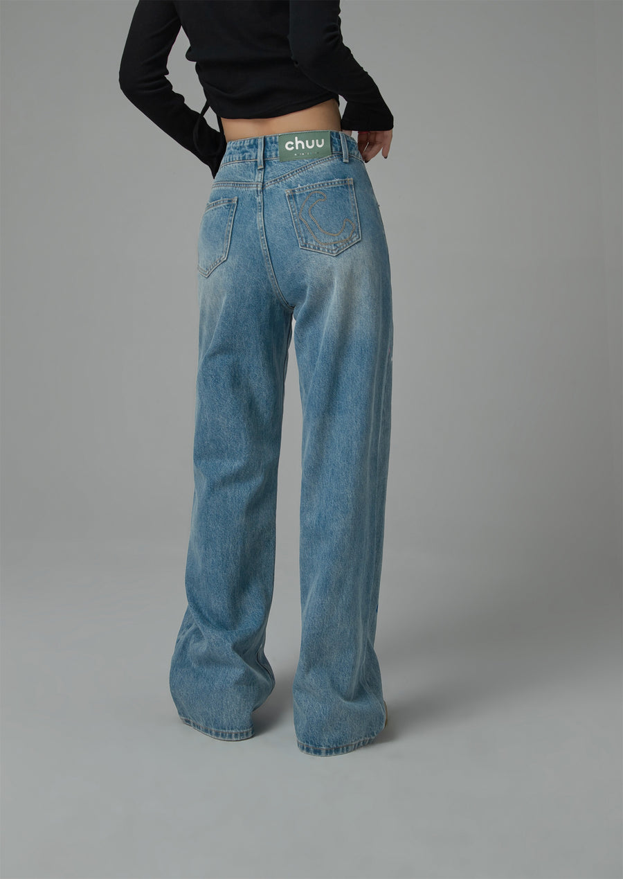 CHUU Colorful Paint Straight Fit Denim Jeans