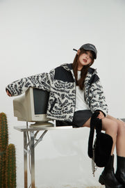 Sporty Hoodie Fleece Crop Jacket