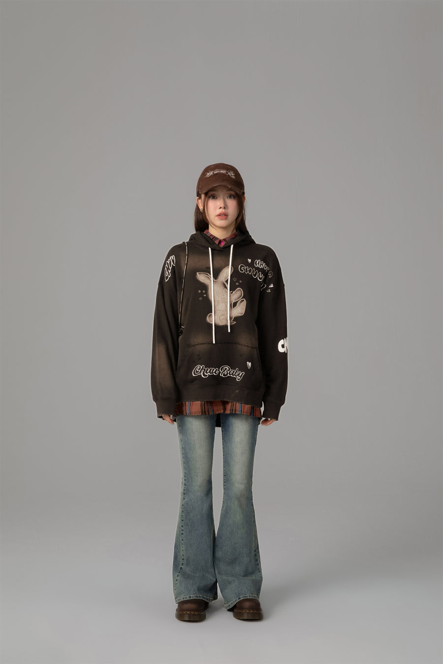 CHUU On The Upside Stone Washed Bootcut Jeans