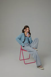 Receiving Attention Argyle Wide Denim Jeans