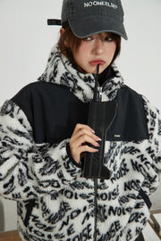Sporty Hoodie Fleece Crop Jacket