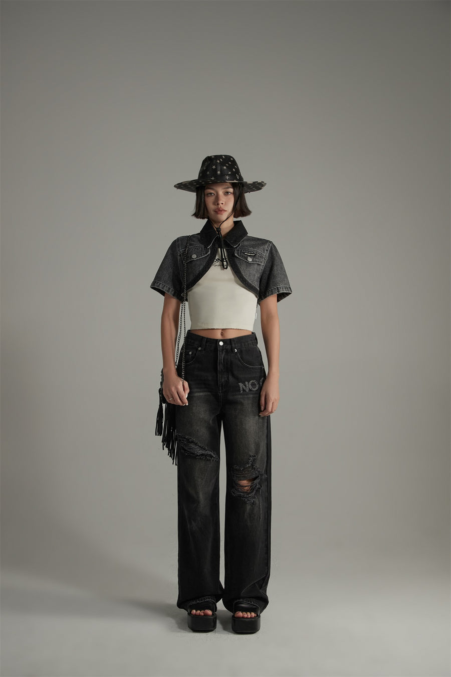 CHUU Denim Bolero Jacket