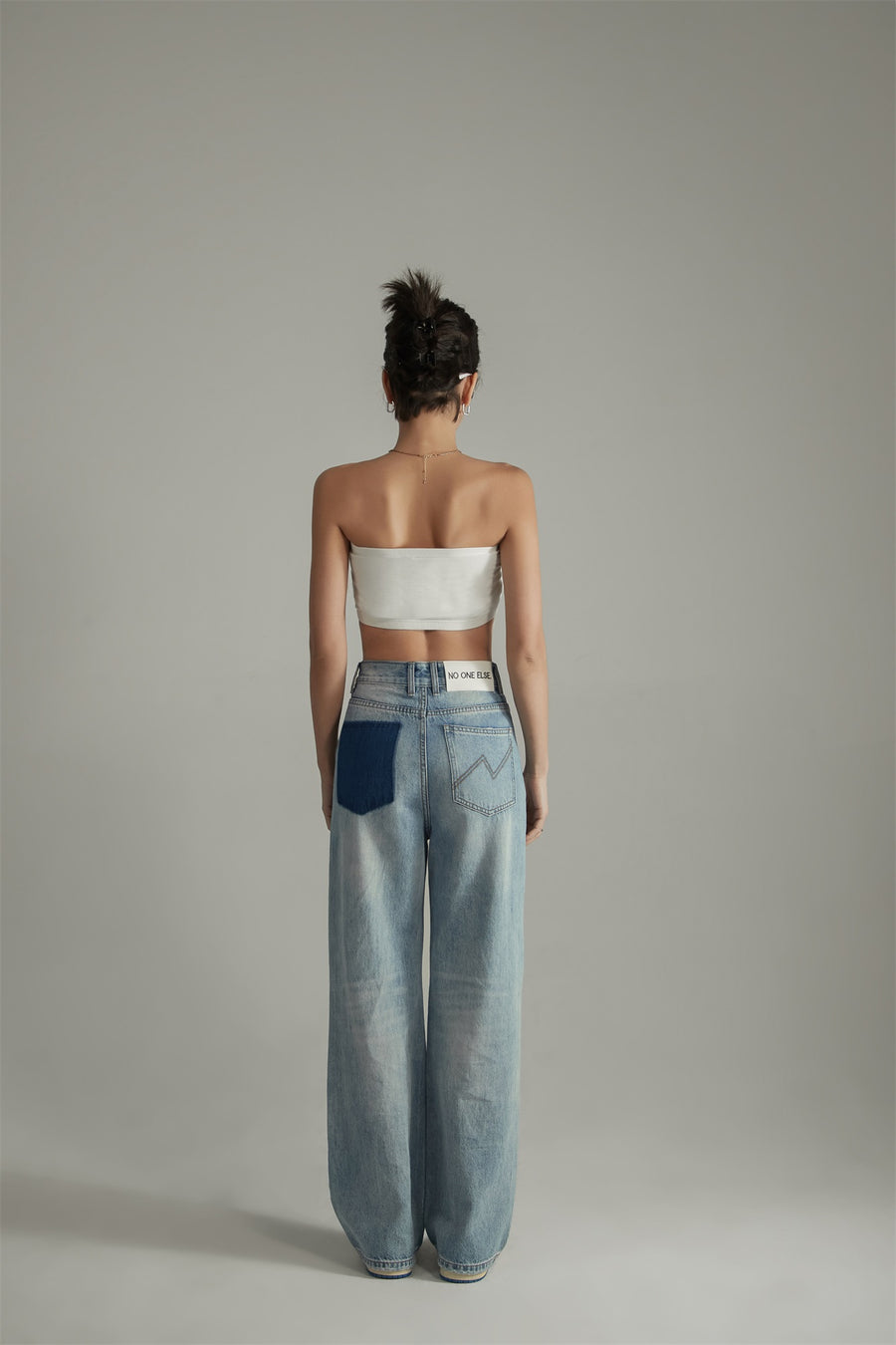 CHUU Distressed Ripped Wide Denim Jeans