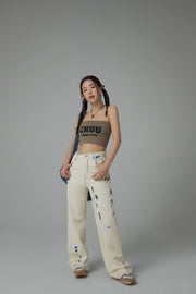 Colorful Paint Straight Fit Denim Jeans