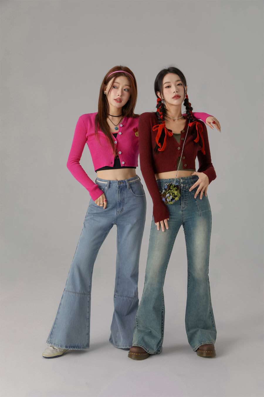 CHUU On The Upside Stone Washed Bootcut Jeans