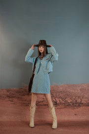 Broderie V- Neck Denim Jacket