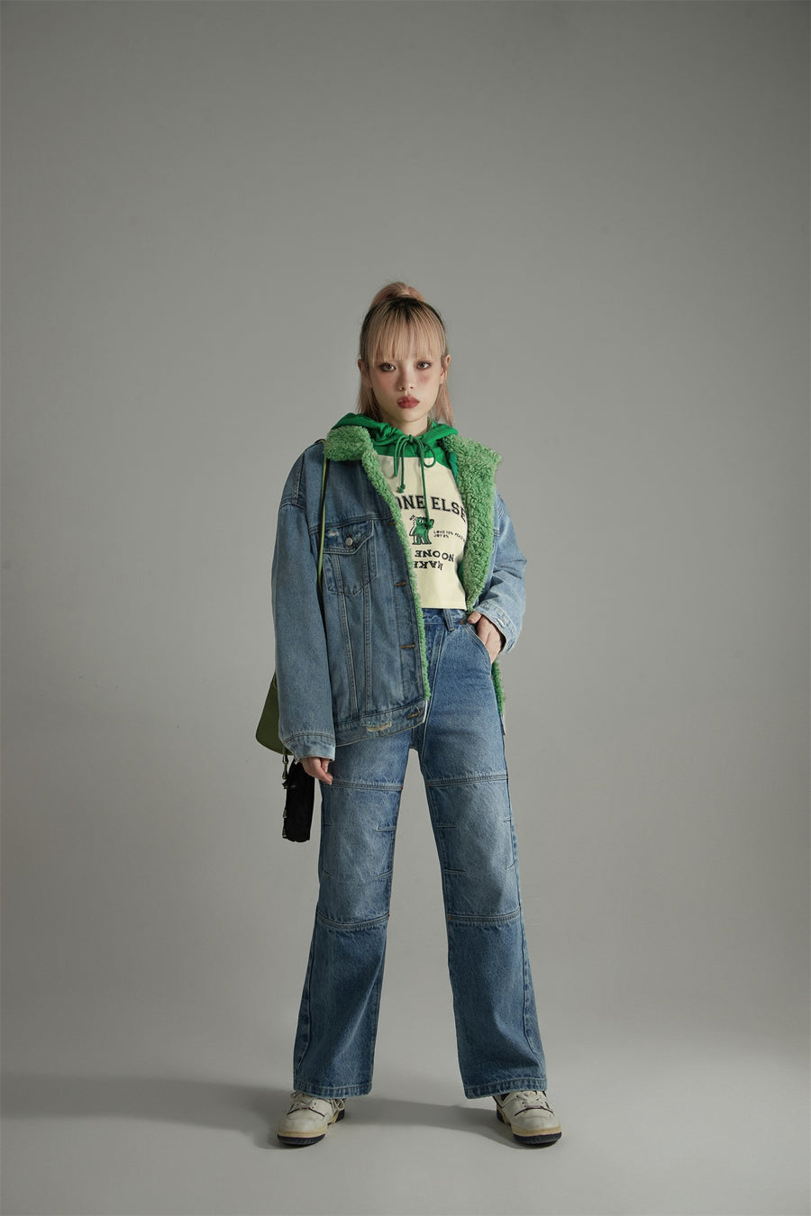 CHUU Inner Fleece Denim Jacket