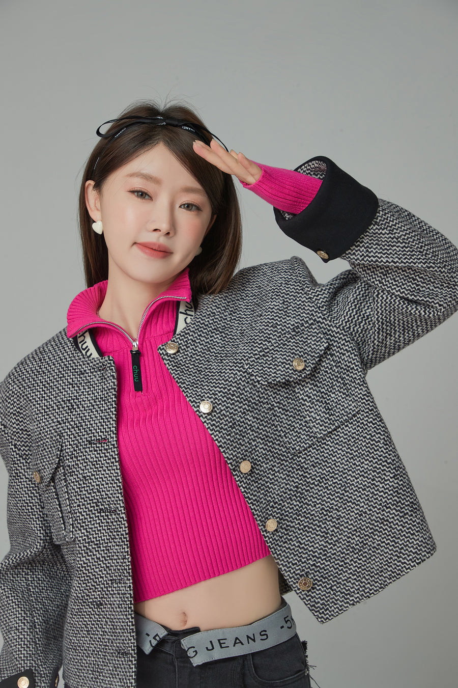 CHUU Main Character Dreams Vintage Button Tweed Jacket