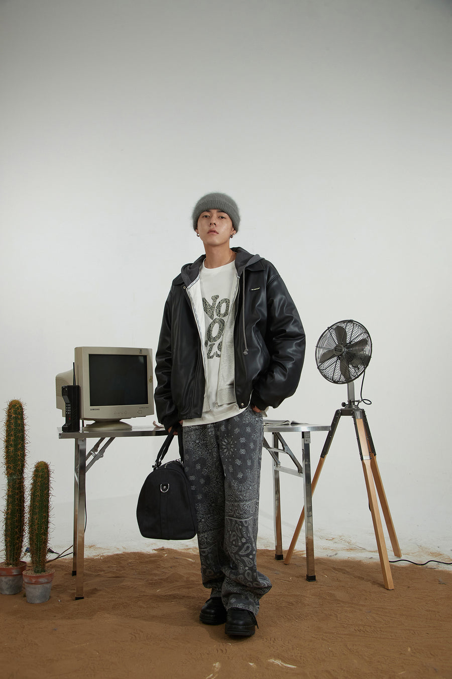 CHUU Collar Pocket Short Leather Jacket