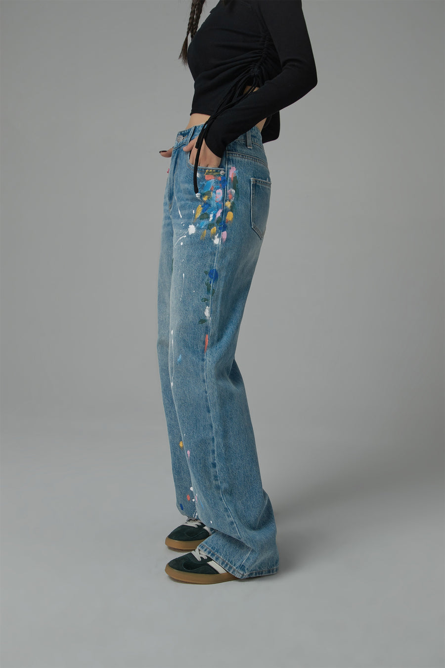 CHUU Colorful Paint Straight Fit Denim Jeans