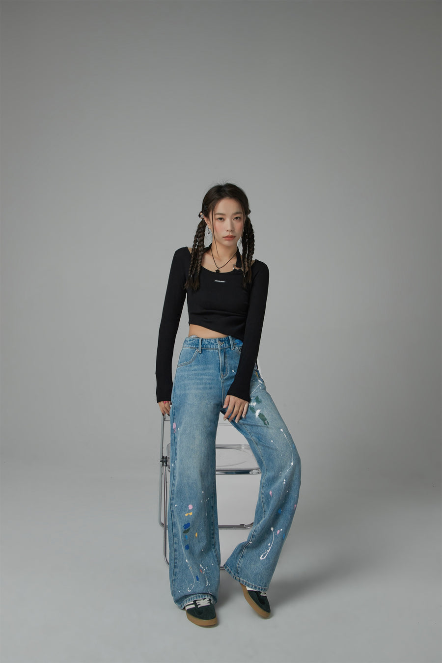 CHUU Colorful Paint Straight Fit Denim Jeans