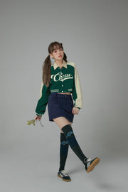 Joining Forces Crop Baseball Jacket