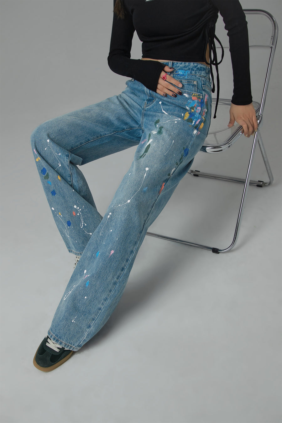 CHUU Colorful Paint Straight Fit Denim Jeans