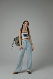 Two-Layer Illusion Wide Denim Jeans