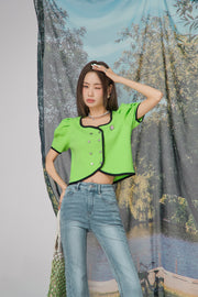 Heart Button Short Sleeve Jacket